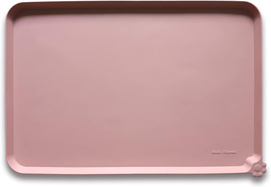 Hoki Found Large Non Slip Pet Feeding Mats - Silicone tray - Waterproof Bowls - Neutral Pink - Pet Explorer