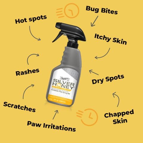 Absorbine Silver Honey Hot Spot & Wound Care Spray Gel 8oz Bottle, Manuka Honey & MicroSilver BG, Medicated for Dogs, Cats, Small Animals - Pet Explorer