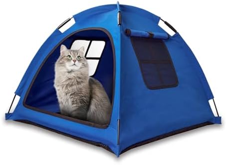 Blue Cat Tent House、Cat's Nest, Portable Indoor/Outdoor Pet Tent House for Cats, Puppies and Other Small Animals - Pet Explorer