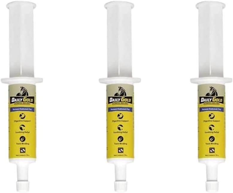 Redmond Daily Gold Natural Healing Clay for Gastric Ulcers in Horses (Stress Relief Pre-Race Paste) (3 - Pack)