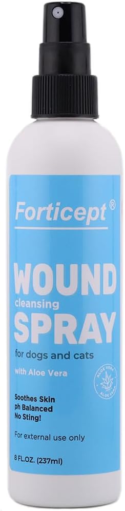 Forticept Hot Spot Spray for Dogs Cats & Horses, Itch Relief Wound Cleanser with Aloe Vera, 8 oz - Pet Explorer