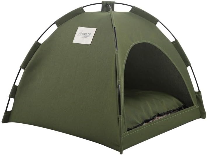 Cat Tent – Lightweight & Breathable Waterproof Shelter Designed for Indoor/Outdoor Adventures, Giving Your pet Safe Outdoor Exploration Joy. (Olive Drab, 19.7×19.7in) - Pet Explorer