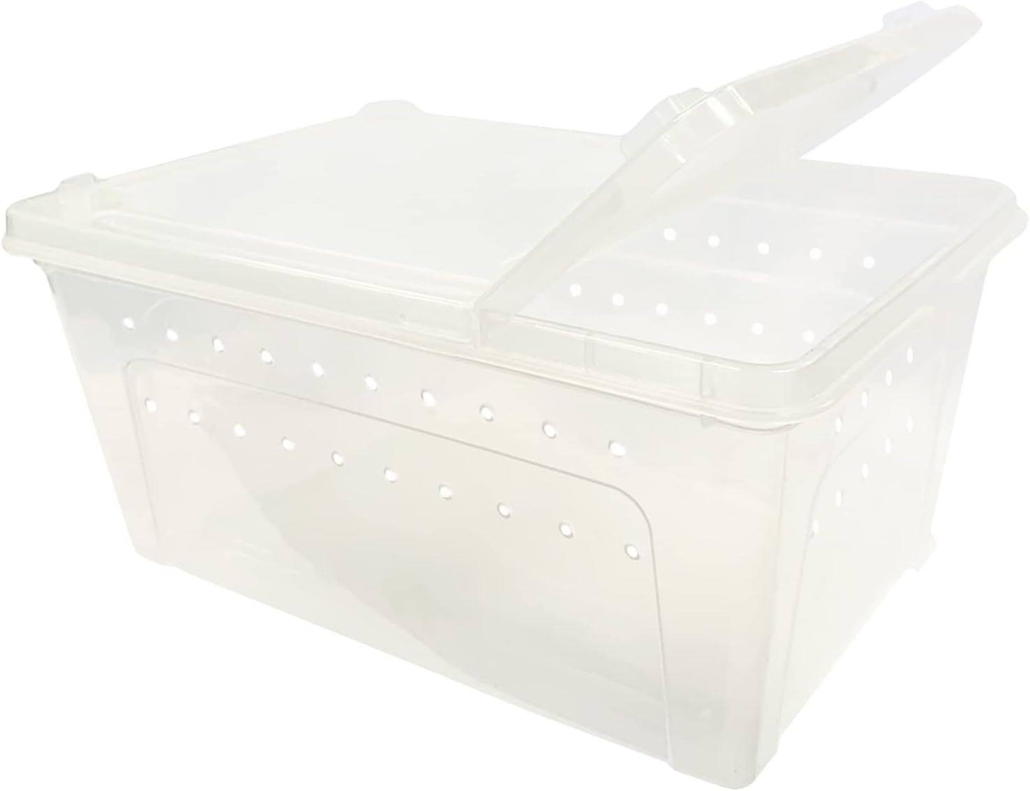 Happy Habitat - Ventilated Enclosure & Breeder Box - for Live Feeder Insects, Reptiles, Amphibians & Other Small Pets - Durable Plastic Portable Terrarium (Medium) - Pet Explorer