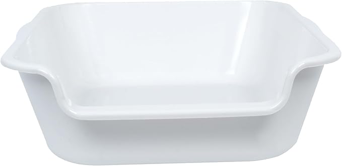 1 Pack of Extra Large Cat Litter Box (ABS Material), Low Entry Senior Litter Pen for Geriatric Kitty Big Cats, Jumbo Pet Safe Litter Boxes Tray for Indoor Pets Potty (White, 20"L x 15.5"W)