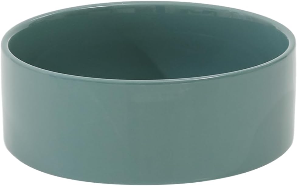 Ceramic 7.3inch Dog Bowl, Food and Water Bowl for Medium Breed Dog, Pet Feeder for Replacement (Single Bowl, Dark Green) - Pet Explorer