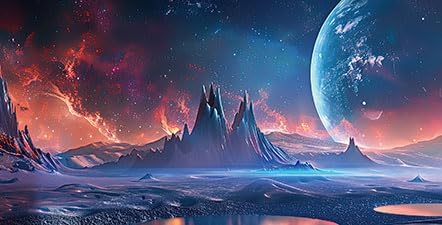Scarlet Cosmic Aquarium Background,Cool Galaxy Parallel Space Themed Fish Tank Background, Tropical Desert Terrarium Background 36X20IN with 8 EVA Double-Sided Tape - Pet Explorer