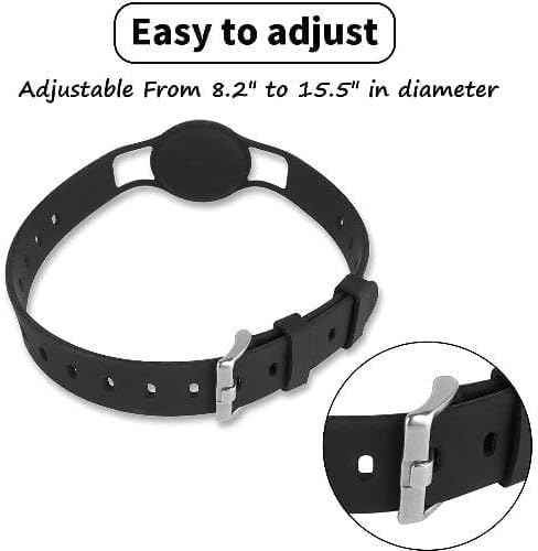 SaharaCase Silicone Dog Collar for Apple AirTag (Small and Medium Dogs) [Shockproof Bumper] Rugged Protection Antislip Grip (Black)