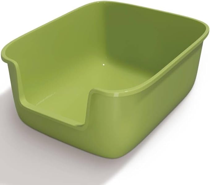 Vealind Large Cat Litter Box High Sided Entry Cat Litter Pan 50 x 40 x 22 CM, Anti-Splashing Deep Tall Cat Boxes for Indoor Cats Basics Kitty Litter Box (Green)