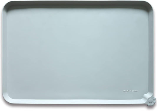 Hoki Found XX-Large Silicone Pet Food Mats Tray - Non Slip Pet Dog Cat Bowl Mats Placemat - Pet Water Mats for Carpet -Dog Pet Cat Feeding Mat - Waterproof Dog Cat Food Mats -Battleship - Pet Explorer