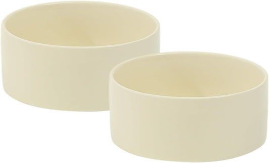 Ceramic 6.1inch Dog Bowls for Small and Medium Breed Dog Dish Pet Food and Water Bowl (Set of 2 Bowls - Beige, 28oz) - Pet Explorer
