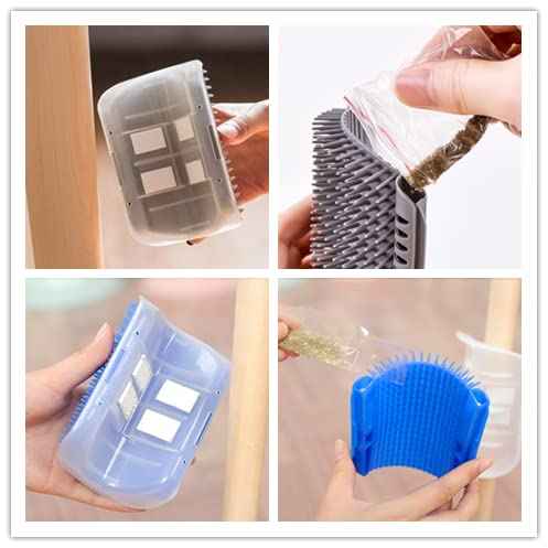 6 Pack Cat Self Groomer with Catnip Pouch Wall Corner Groomers Cat Face Scratcher Pet Grooming Brush Massage Combs for Short Long Haired Cats Fur Pets Dog Kitten Puppy