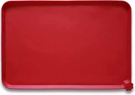 Hoki Found Large Silicone Non-Slip Pet Dog Cat Bowl Mats - Waterproof Dog Cat Food Mats - Classic Red - Pet Explorer