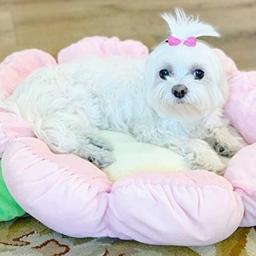 TONBO Soft Plush Small Cute and Cozy Pastel Pink Flower Dog Cat Bed, Washer and Dryer Friendly, (Pastel Pink) - Pet Explorer