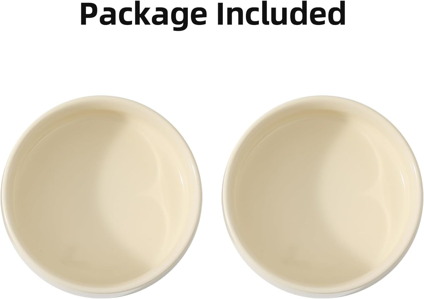 Ceramic 5.1inch Set of 2 Dog and Cat Bowls, 2pcs Anti-Slip Food and Water Feeder Dishes for Puppies, Kitties, Cats(2 Bowls, Beige) - Pet Explorer