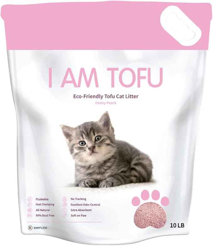 I AM TOFU - Tofu Cat Litter, Natural Flushable Extra Clumping Pellet Litter, 10LB x 3 (Charcoal 2 & Honey Peach1)