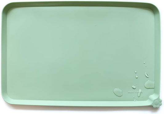Hoki Found Large Silicone Pet Food Mats Tray - Non Slip Dog Cat Bowl Mats Placemat - Pet Feeding Mat - Waterproof Dog Cat Food Mats -Pet Water Mats for Floors - Jade - Pet Explorer
