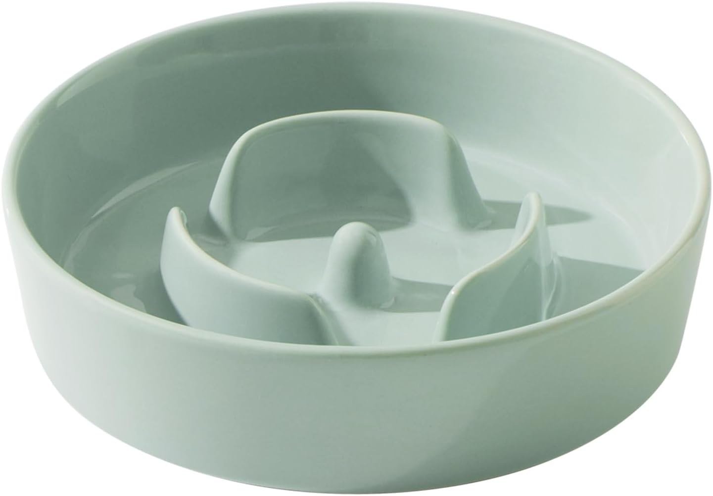 6.1inch Ceramic Dog Bowl Slow Feeder for Small Dog, Pet Slow Feeder, Stop Bloat, Preventing Choking(Single Bowl-Light Green) - Pet Explorer