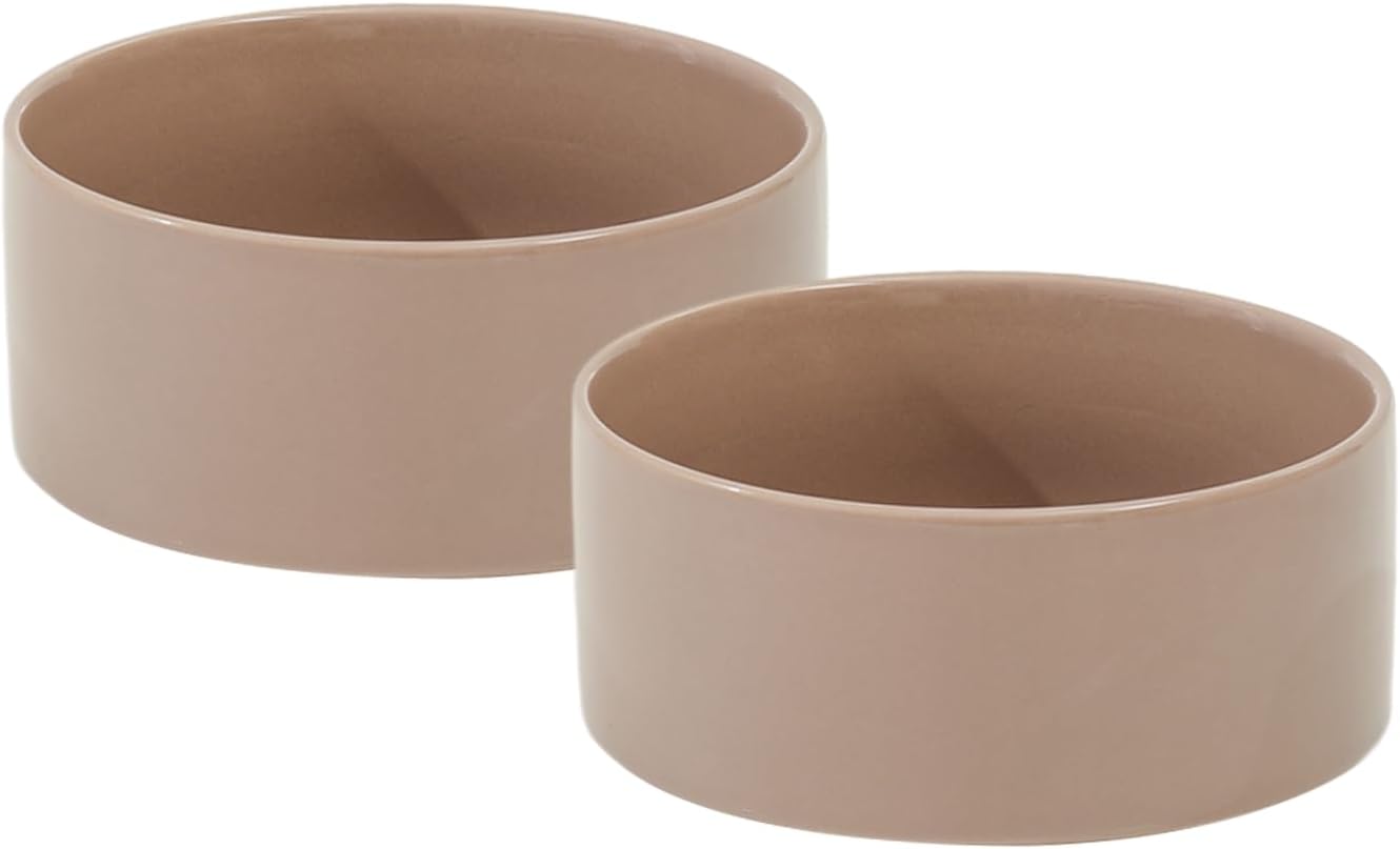 Ceramic 6.1inch Dog Bowls for Small and Medium Breed Dog Dish Pet Food and Water Bowl (Set of 2 Bowls - Dark Green, 28oz) - Pet Explorer