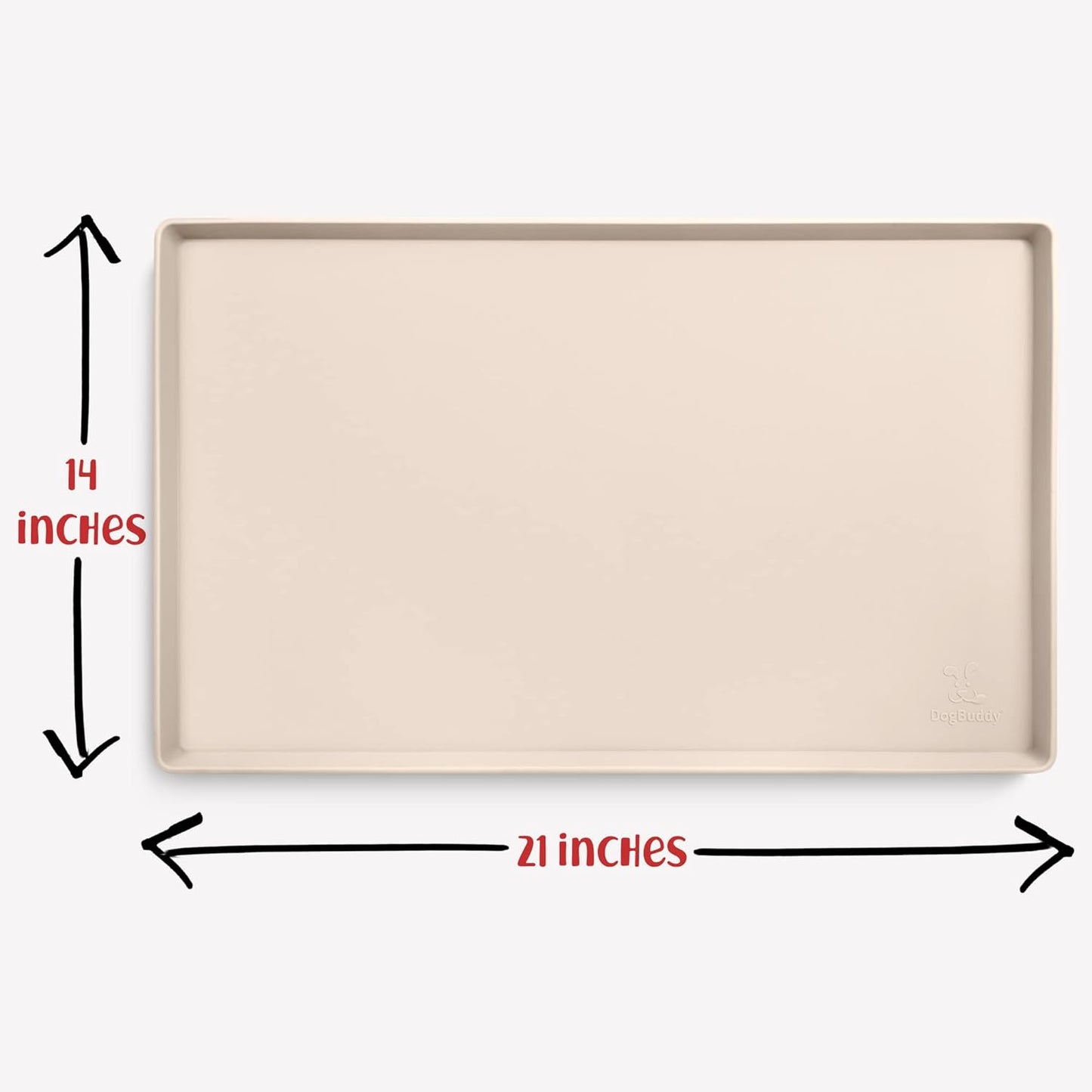 DogBuddy Waterproof Dog Food Mat with Raised Edge, Silicone - Nonslip Pet Feeding Mat for Floors (M: 21' x 14', Vanilla) - Pet Explorer