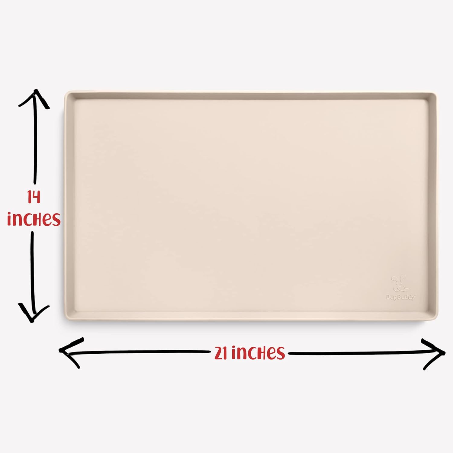 DogBuddy Waterproof Dog Food Mat with Raised Edge, Silicone - Nonslip Pet Feeding Mat for Floors (M: 21' x 14', Vanilla) - Pet Explorer