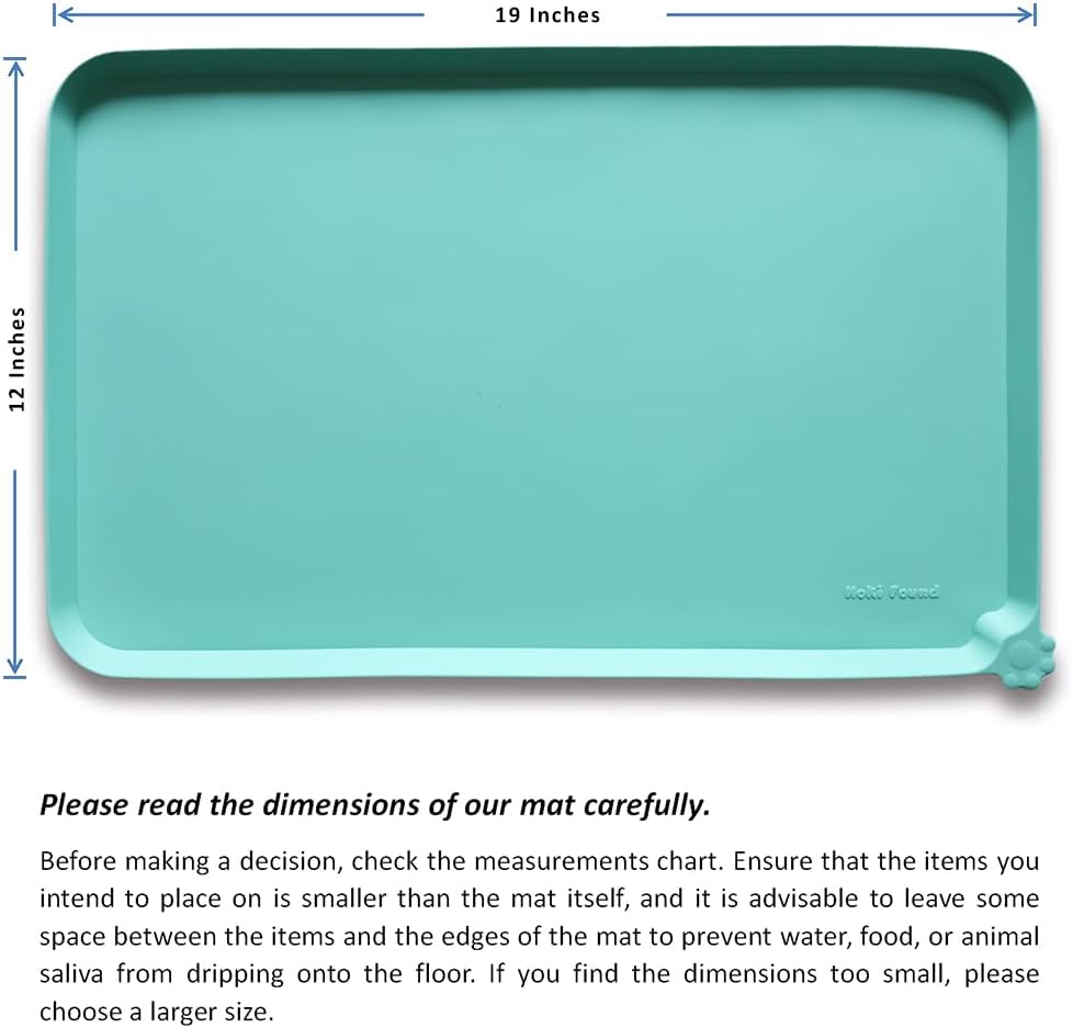 Hoki Found Silicone Pet Food Mats - Non Slip Cat & Dog Bowl Placemats - Waterproof Pet Feeding Mats - Cool Mint - Pet Explorer