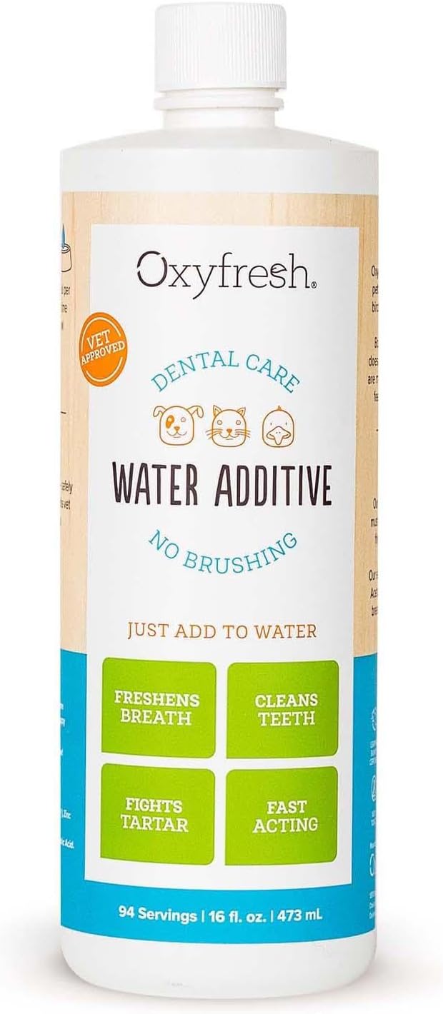Oxyfresh Premium Pet Dental Care Solution Pet Water Additive: Best Way to Eliminate Bad Dog Breath and Cat Bad Breath - Fights Tartar & Plaque - So Easy, Just Add to Water! Vet Recommended 16 oz. - Pet Explorer