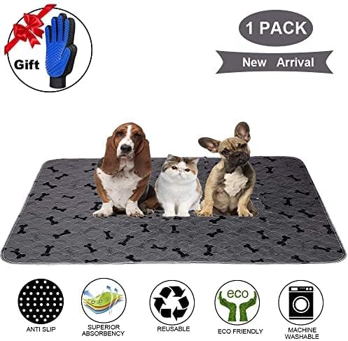 Washable Dog Pee Pads with Free Grooming Gloves,Non Slip Dog Mats with Great Urine Absorption,Reusable Puppy Pee Pads for Whelping,Potty,Training,Playpen - Pet Explorer