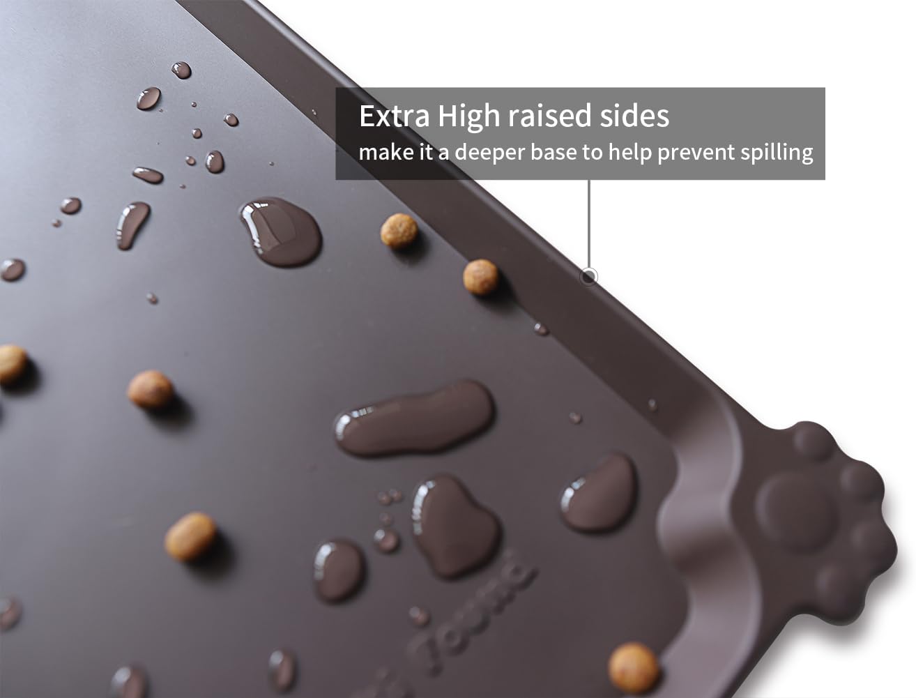Hoki Found L Silicone Non Slip Pet Dog Cat Bowl Mats - Waterproof Dog Cat Food Mats - Dark Oak - Pet Explorer