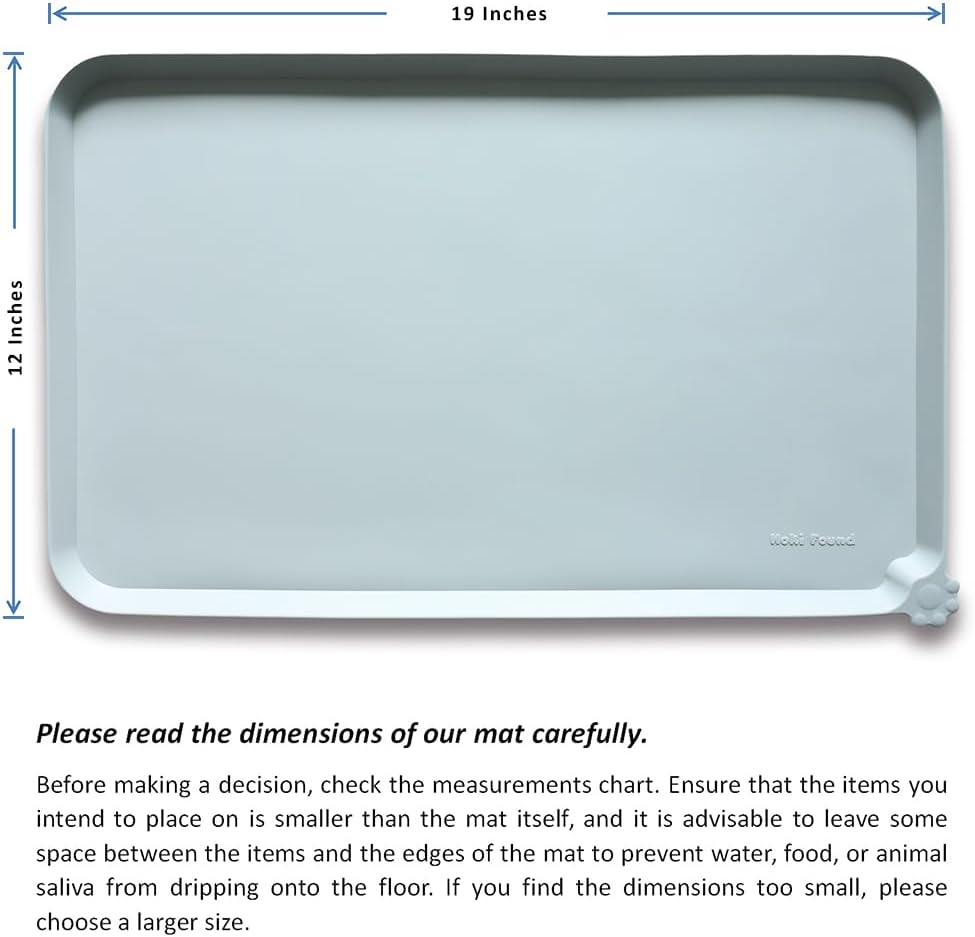 Hoki Found Silicone Pet Food Tray - High-Lips Dog Cat Bowl Mats - Waterproof Dog Cat Food Mats - Battleship - Pet Explorer