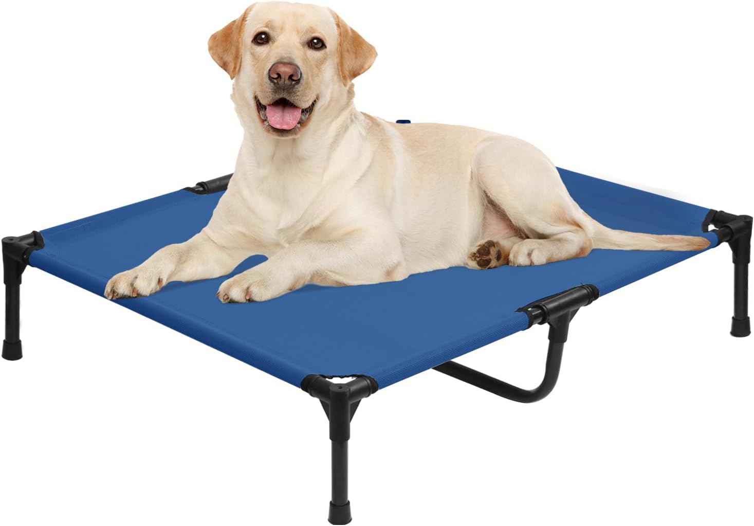 Elevated Dog Bed 42 Inch - Breathable Raised Pet Bed for Large Dogs, Waterproof Dog Cot Bed Easy to Assemble, Durable Portable Pet Cot with Non-Slip Feet, Blue - Pet Explorer