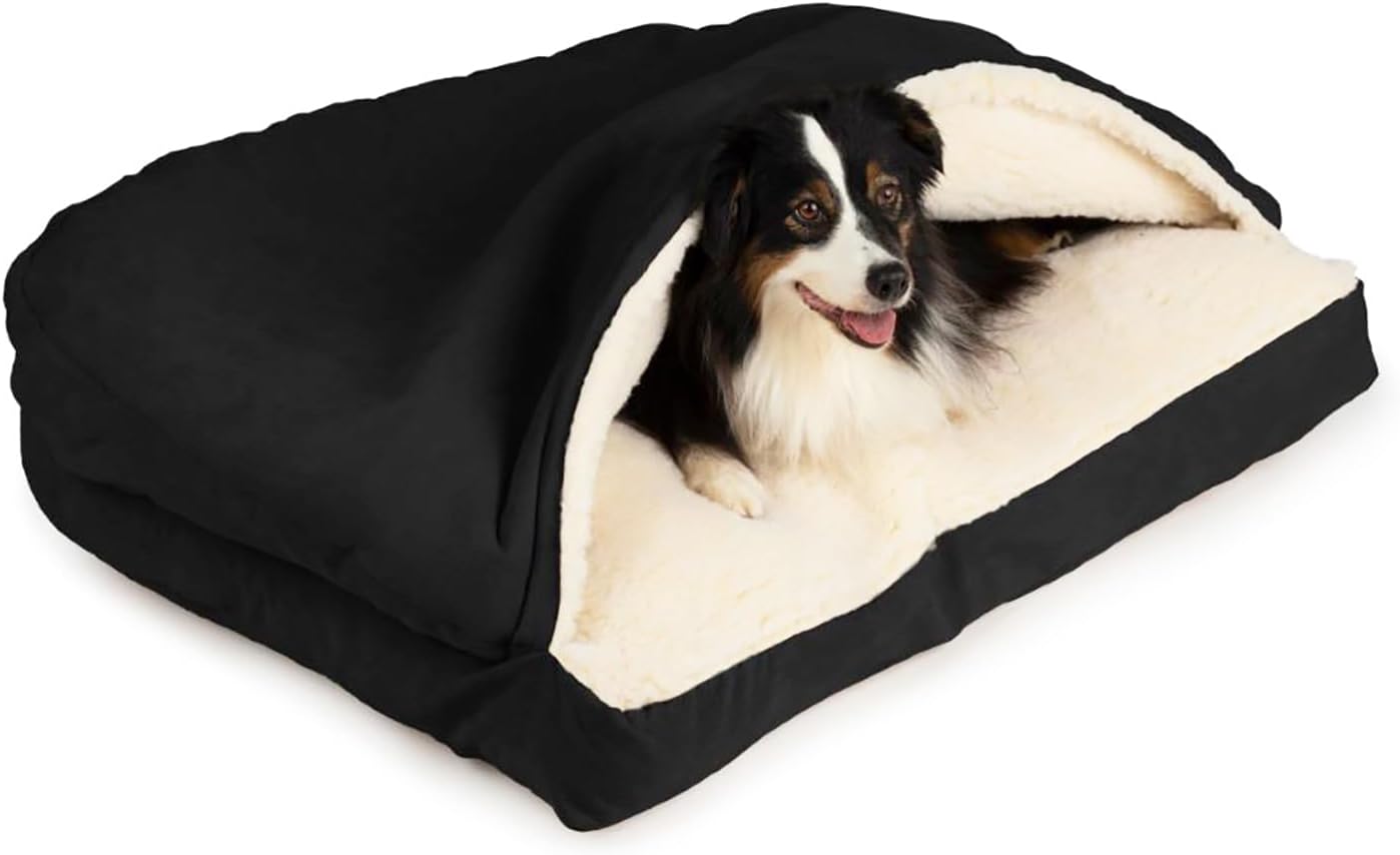 Snoozer Pet Products Luxury Rectangle Cozy Cave Dog Bed with Microsuede, Small, Black - Pet Explorer