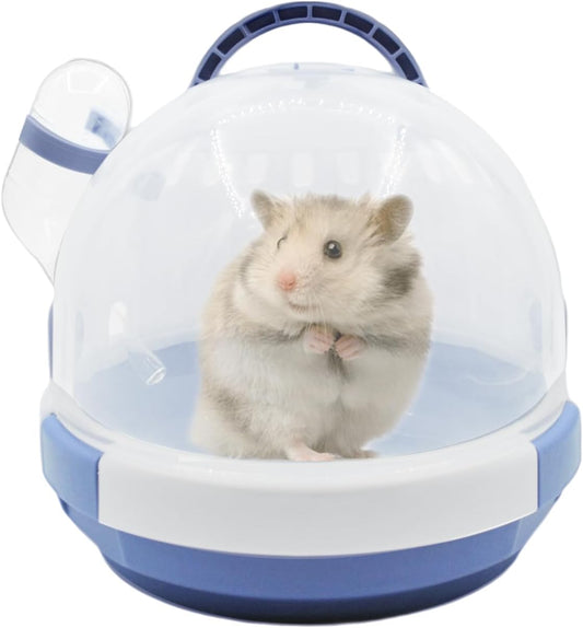 Hamster Carrier Cage Portable Cages Small Animals Carry Travel Case with Water Bottle Plastic Breathable Guinea Pig Outgoing Cage for Dwarf Hamster Ferret Chinchillas Hedgehog (Blue) - Pet Explorer