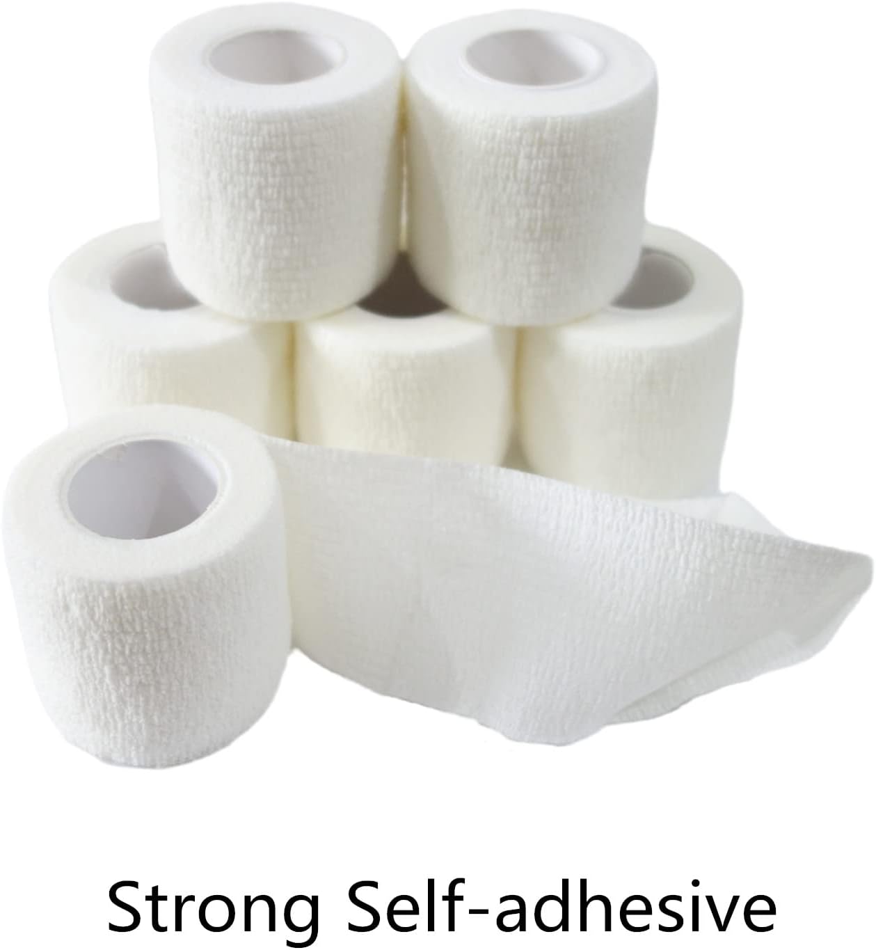6 Pack 2" x 5 Yards Self Adhesive Bandage Wrap Breathable Cohesive Vet Wrap for Pets, Elastic Self-Adherent Tape for Sports, Wrist, Ankle (White) - Pet Explorer