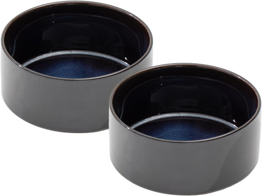 Ceramic 6.1inch Dog Bowls for Small and Medium Breed Dog Dish Pet Food and Water Bowl (Set of 2 Bowls - Starry Sky, 28oz) - Pet Explorer