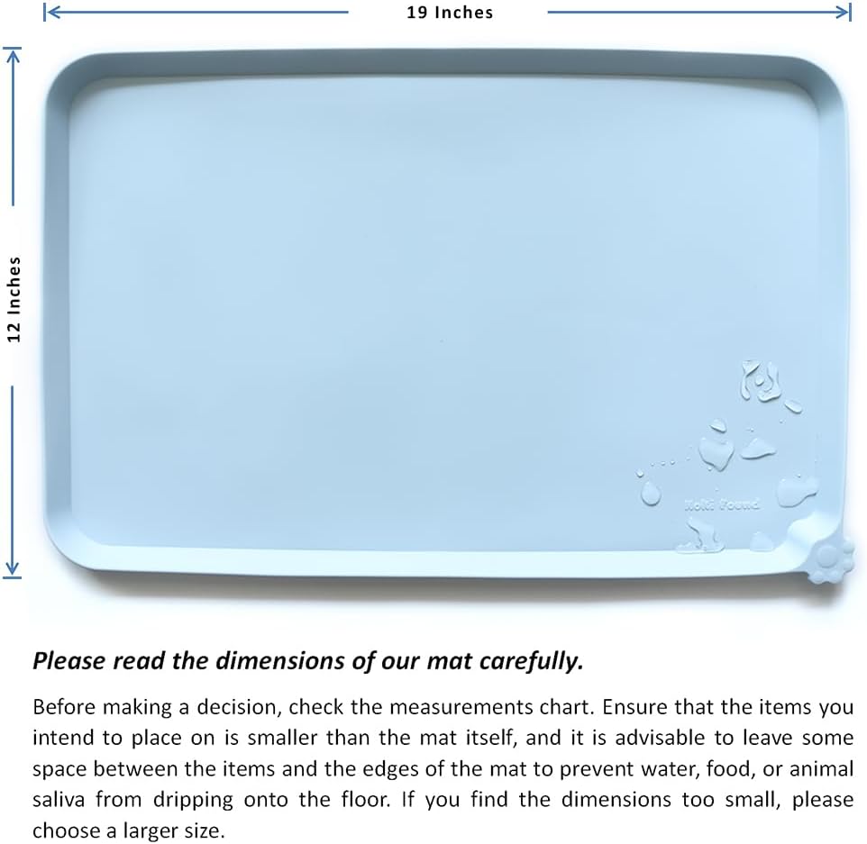 Hoki Found Silicone Pet Food Mats - Non Slip Bowl Placemats for Dogs & Cats - Waterproof, Suitable for Carpet - Frost - Pet Explorer
