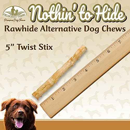 Fieldcrest Farms Nothing to Hide Natural Rawhide Alternative Twist Stix for Dogs - 3 Pack (30 Sticks) Premium Grade Easily Digestible Chews - Great for Dental Health (Peanut Butter, Small Stix)