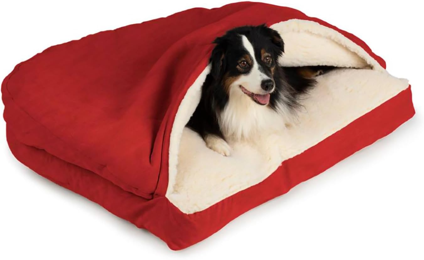 Snoozer Pet Products Rectangle Cozy Cave Dog Bed, Medium, Red - Pet Explorer