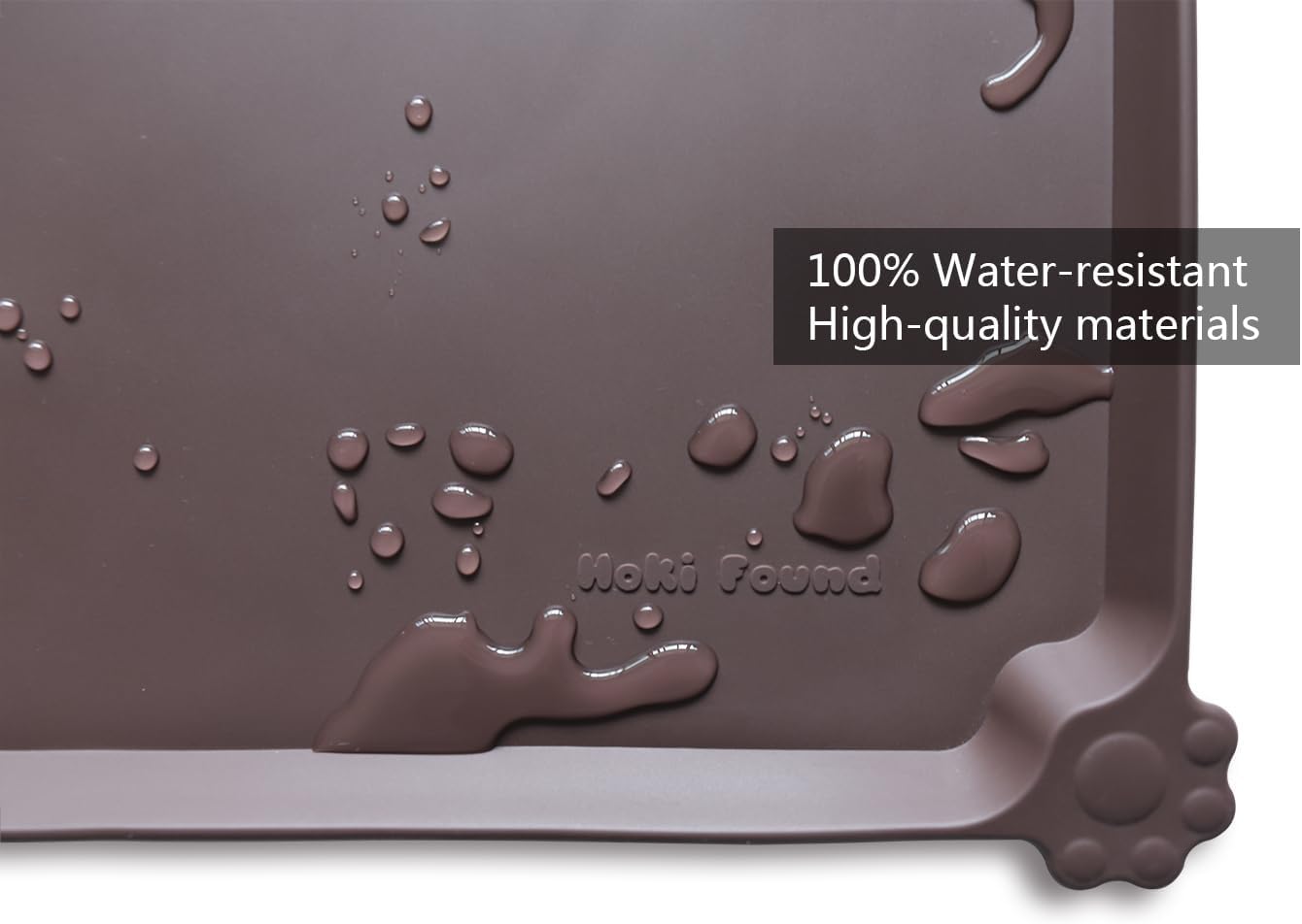 Hoki Found XX-Large Silicone Pet Food Mats - Non Slip Cat Dog Bowl Mats - Waterproof Dog Cat Food Tray - Dark Oak - Pet Explorer