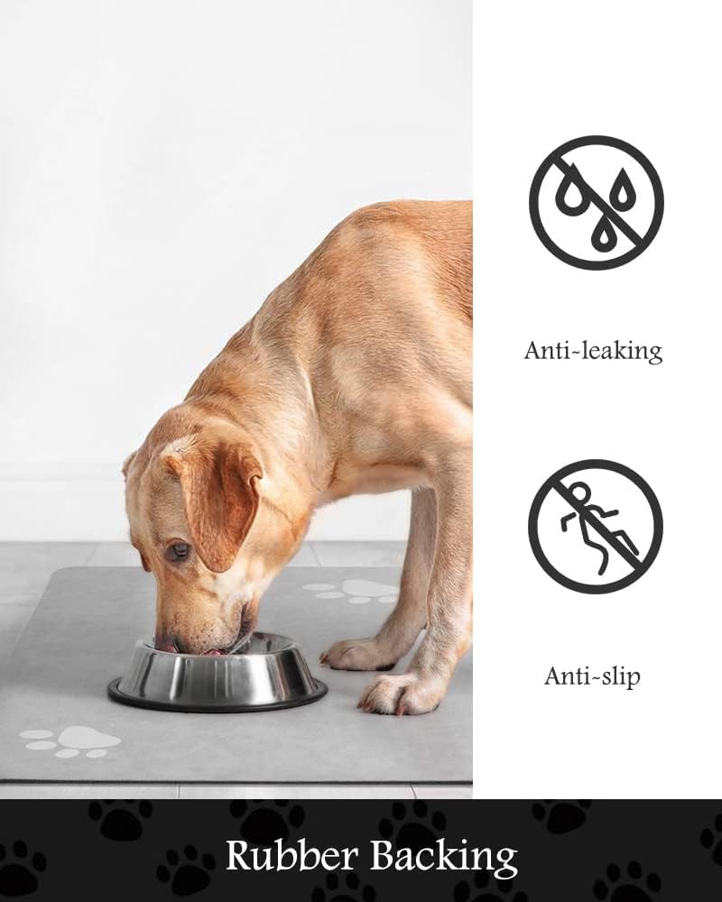Pet Feeding Mat-Absorbent Dog Mat for Food and Water Bowl-No Stains Quick Dry Water Dispenser Mat-Dog Accessories Pet Supplies-Bowl for Messy Drinkers（LIGHTGREY,23"x34" - Pet Explorer