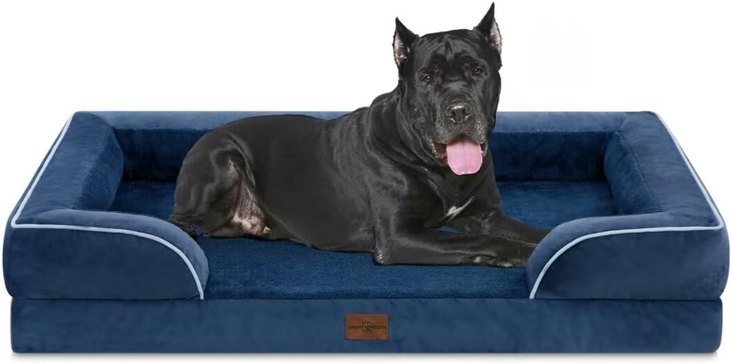 Comfort Expression XXL Orthopedic Dog Beds, Waterproof Orthopedic Foam Extra Large Dogs Beds, Washable Dog Sofa Beds with Removable Cover & Non-Slip Bottom(XX-Large,Navy Blue) - Pet Explorer