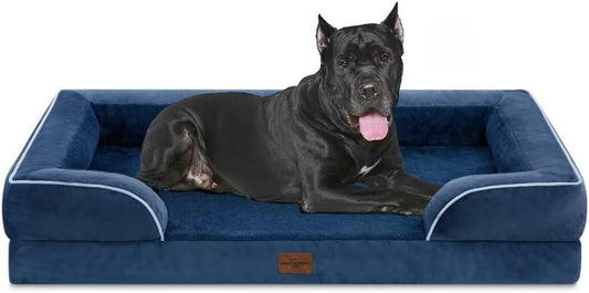 Comfort Expression XXL Orthopedic Dog Beds, Waterproof Orthopedic Foam Extra Large Dogs Beds, Washable Dog Sofa Beds with Removable Cover & Non-Slip Bottom(XX-Large,Navy Blue) - Pet Explorer