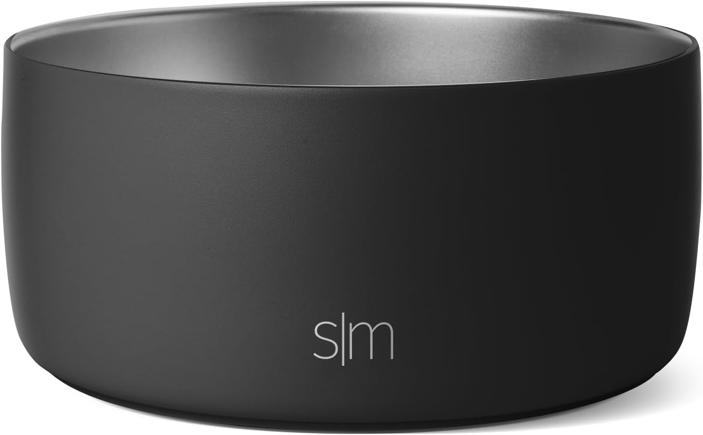 Simple Modern Stainless Steel Pet Water Bowl for Dogs & Cats | Insulated Stainless Steel Food Bowls for Dog Cat | No Tip No Slip BPA Free | Bentley Collection | Medium (4 Cups) | Midnight Black - Pet Explorer