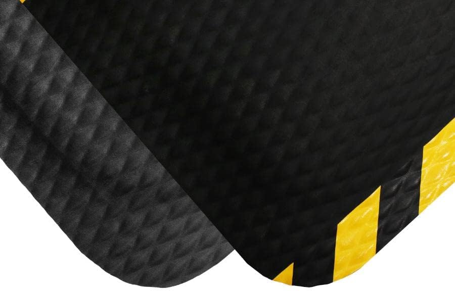 American Floor Mats Hog Heaven Premium 7/8" Black & Yellow Border 3' x 8' Nitrile Backed Anti-Fatigue Comfort Mat