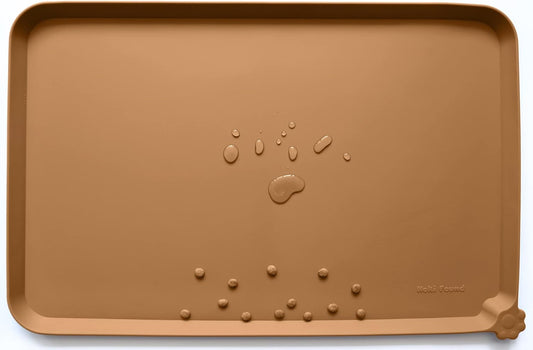 Hoki Found Silicone Pet Food Mats Tray - High-Lips Pet Dog Cat Bowl Mats - Dog Pet Cat Feeding Mat - Waterproof Dog Cat Food Mats -Pet Water Mats for Floors - Butterscotch - Pet Explorer