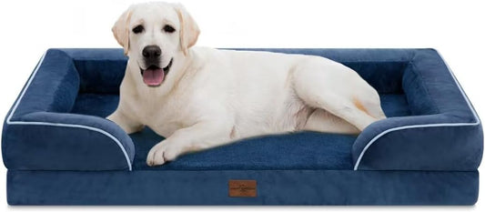 Comfort Expression PV Washable Jumbo Dog Bed for Extra Large Dogs, Waterproof Orthopedic Dog Beds, Jumbo Breed Pet Sofa Couch with Removable Cover & Non-Slip Bottom(Navy Blue) - Pet Explorer