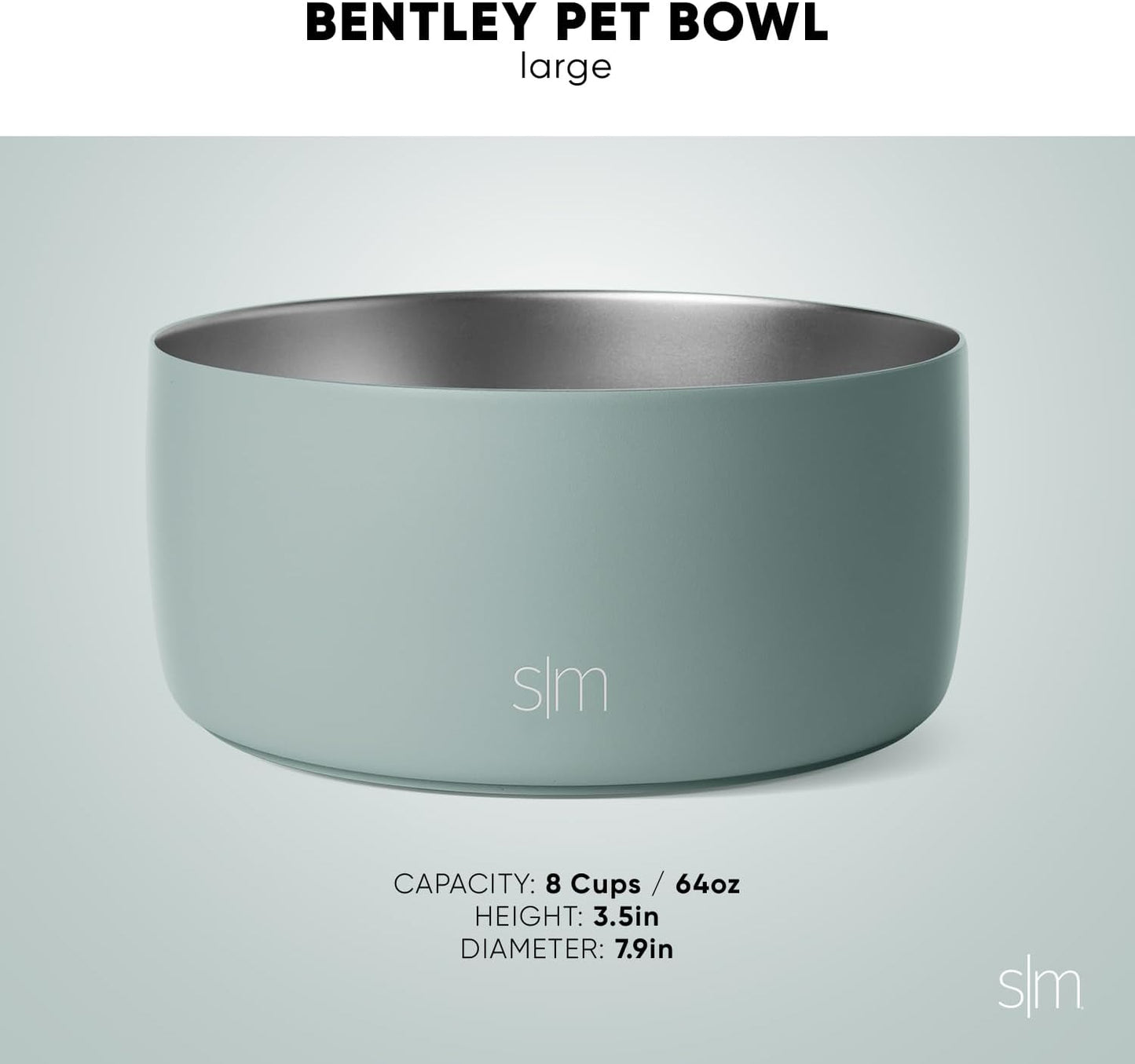 Simple Modern Stainless Steel Pet Water Bowl for Dogs & Cats | Reusable Insulated Stainless Steel Food Bowls for Dog Cat | No Tip No Slip BPA Free | Bentley Collection | Large (64oz) | Winter White - Pet Explorer
