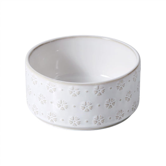 6.1inch Ceramic Dog Bowls, Food and Water Bowl for Small Breed Dogs, Weighted Dog Dishes(Single Bowl, Arctic White) - Pet Explorer