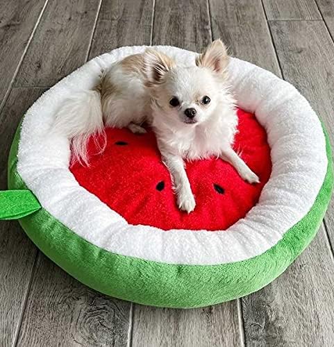 TONBO Soft Plush Small Cute and Cozy Watermelon Dog Cat Bed, Washer and Dryer Friendly (Watermelon) - Pet Explorer
