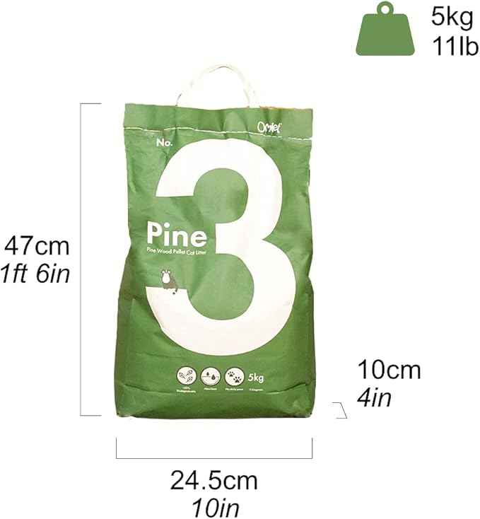 Omlet Premium Pine Cat Litter | Fresh Scent & 100% Biodegradable | Absorbent and Sustainable | Excellent Odour Control and High Absorbency | No. 3 - Pine - 11 lbs.