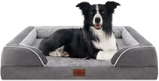 Comfort Expression Large Dog Beds Waterproof Orthopedic Foam Dog Beds for Large Dogs Sofa Comfy Pet Bed with Washable Removable Cover & Non-Slip Bottom(Grey) - Pet Explorer